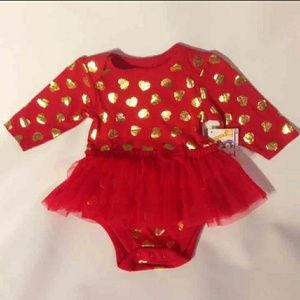 Baby Red tulle Dress w hearts-NEW